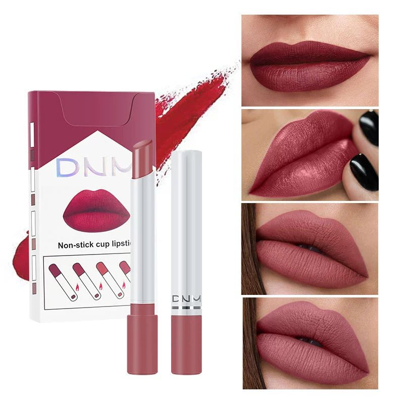 Lip Tint Korean - 4 ชิ้นชุดลิปสติกเนื้อแมทเกาหลีลิปทินท์ลิปกลอสกันน้ำติดทนนานแต่งหน้าชุดเครื่องสำอางสำหรับผู้หญิง