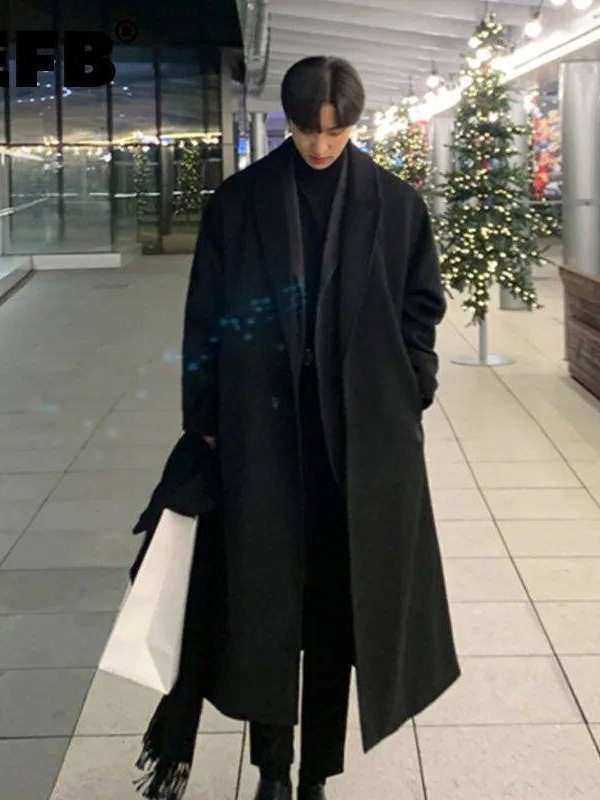 The Korean Lifestyle - เสื้อคลุมโอเวอร์โค้ทผู้ชายสไตล์เกาหลีทรงหลวมแบบลำลอง กระดุมแถวเดียว เสื้อผ้ากีฬาแนว Cleanfit สำหรับกิจกรรมกลางแจ้งและไลฟ์สไตล์แอคทีฟ