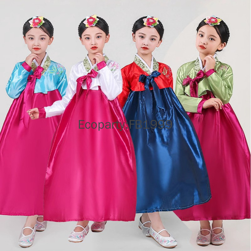 Korean Lifestyle - 4 สีสาวชุดฮันบกเกาหลีแบบดั้งเดิมเครื่องแต่งกายโบราณเด็กปีใหม่ Asian Palace คอสเพลย์เครื่องแต่งกายประสิทธิภาพ