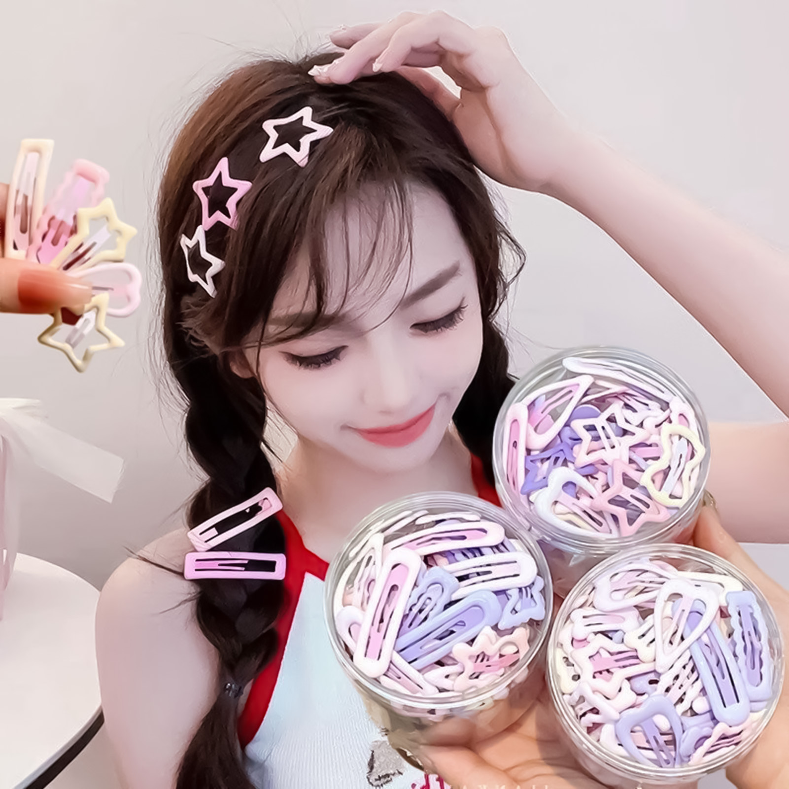 The Korean Lifestyle - เข็มกลัดติดผมสไตล์หวาน 3 ชิ้น จับกระชับ ไม่หลุดง่าย ใช้งานได้ทุกวัน