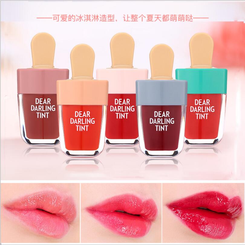 Lip Tint Korean - ลิปกลอสรูปทรงไอศกรีมน่ารัก กันน้ำ ติดทนนาน ลิปสติกเนื้อลิควิด สีชมพูแดง ลิปทินท์