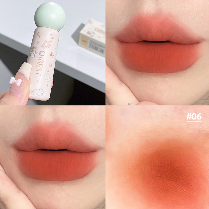 Lip Tint Korean - QIBEST ลิปแมทกำมะหยี่น่ารัก กันน้ำ ไม่ติดแก้ว ติดทนนาน สีชัด