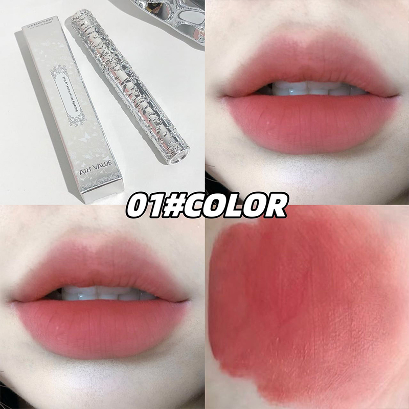Lip Tint Korean - ลิปสติกเนื้อแมทกำมะหยี่สีนู้ด ติดทนนาน กันน้ำ สีชมพูแดง ลิปสติกเนื้อแมทแบบเกาหลี