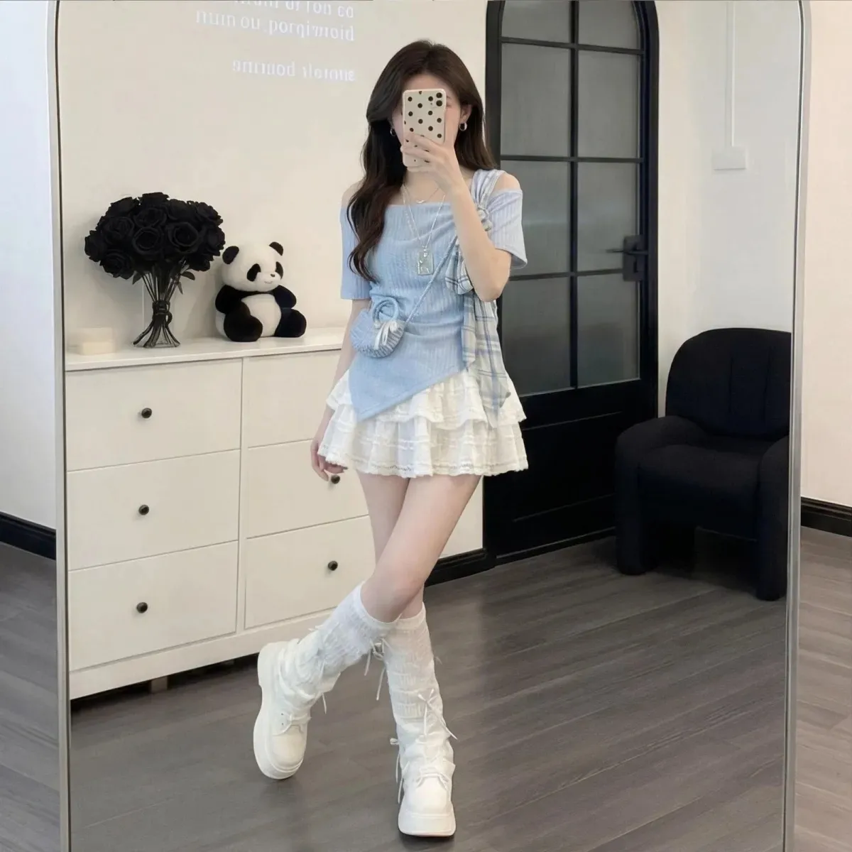 ชุดเซ็ตสองชิ้น เสื้อยืดสีฟ้าหว - Korean Lifestyle บทวิจารณ์และราคา