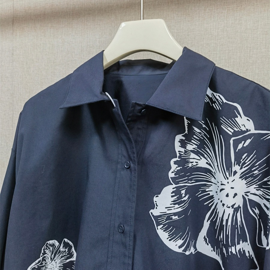 เสื้อเชิ้ตพิมพ์ลายดอกไม้สีขาวแ - Korean Lifestyle บทวิจารณ์และราคา