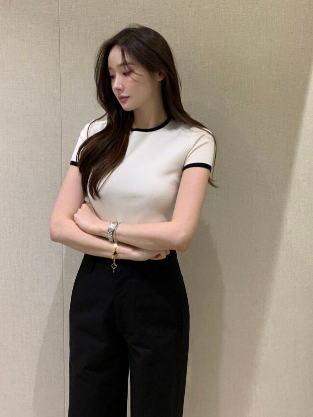 เสื้อสเวตเตอร์ถักแขนสั้นสีสันส - The Korean Lifestyle บทวิจารณ์และราคา